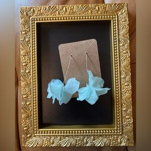 NEW!! Bright Green Flower Petal Drop Earrings